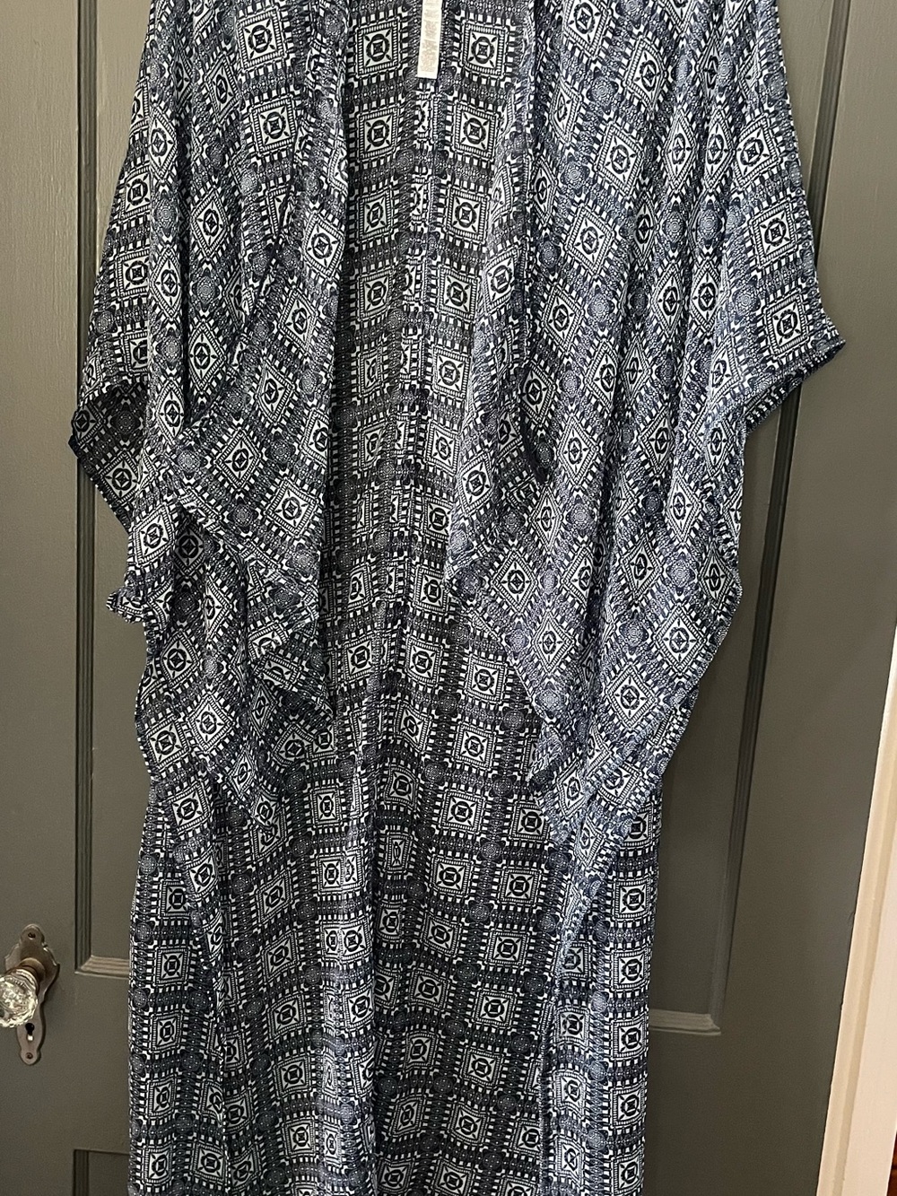 BCBG Navy and White Geometric Swim Coverup